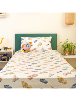 ZOOKEEPER - Chasing Cars and Clouds Bedsheet with 1 Pillow Cover and Shams Single-Flat