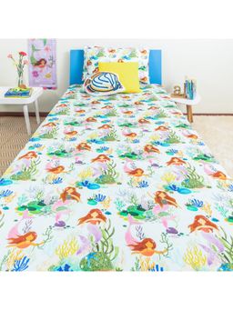 ZOOKEEPER - Mermaid'S Birthday Party Bed sheet with 1 Pillow Cover and Shams Single-Single-Fitted
