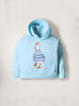 CHERRY CRUMBLE BY NITT HYMAN - Sky Blue Applique with Embroidery Winter Unisex Hoodie