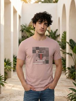 Louis Philippe - Men's Crew Neck Block Print T-Shirt