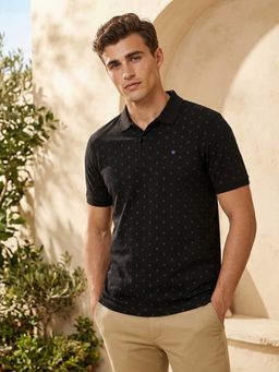 Louis Philippe - Men's Golf Leisure Black Solid Polo T-shirt