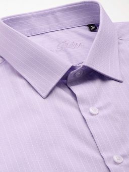 Louis Philippe - Mens Lilac Stripe Easy to Iron Cotton Slim fit Formal Shirt