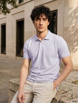 Louis Philippe - Men's Lilac Geometric Printed Polo T-shirt