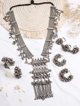 Teejh - by Joker and Witch Ektara Silver Oxidised Ghungroo Jewelry Gift Set