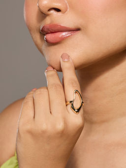 Pipa Bella by Nykaa Fashion - Gold Geometric Hollow Ring