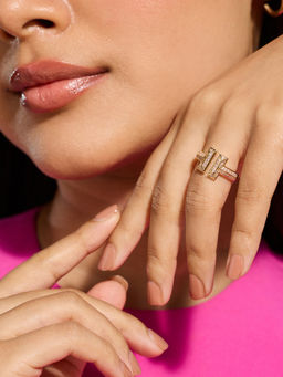 Pipa Bella by Nykaa Fashion - Gold Diamante Embellished Tiffany Inspired Ring