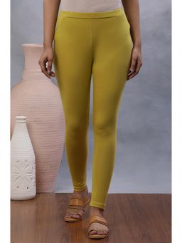 W - Women Skinny Fit Yellow Cotton Leggings