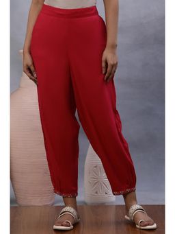 W - Women Straight Fit Pink Viscose Straight Pant