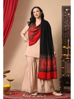 Mizash - Women Fine Wool Black Designer Soft Warm Stole