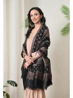 Mizash - Women Fine Wool Metallic Zari Weave Soft Warm Shawl