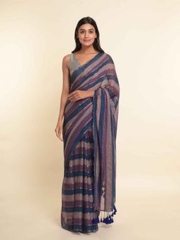 Suta - Multi-Color Stripes Cotton Blend Saree