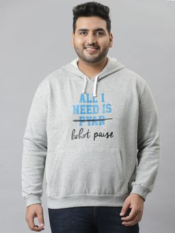 Instafab Plus - Men'S Printed Stylish Full Sleeve Hooded Casual Sweatshirts,Grey