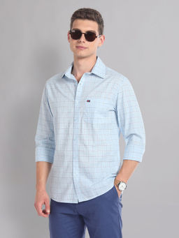 AD By Arvind - Blue Tartan Check Cotton Summer Casual Shirt