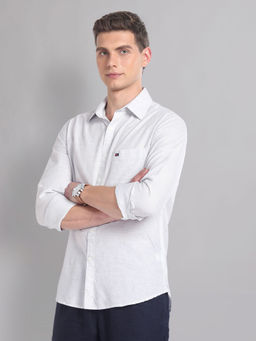 AD By Arvind - Blue Modern Slim Fit Heathered Summer Casual Shirt