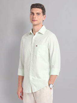 AD By Arvind - Green Modern Slim Fit Heathered Summer Casual Shirt