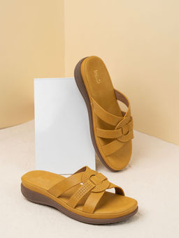 Inc.5 - Women Yellow Cross Strap Round Toe Casual Sandals