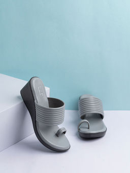 Inc.5 - Women Grey Solid One Toe Party Wear Wedge Heels