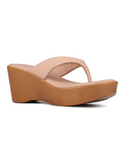 Inc.5 - Women Peach Solid Round Toe Party Wear Wedge Heel Sandals