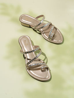 Inc.5 - Women Golden One Toe Party Wear Heel Sandals