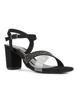 Inc.5 - Women Black Solid Round Toe Party Wear Block Heel Sandals