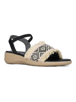 Inc.5 - Women Black Printed Round Toe Casual Sandals
