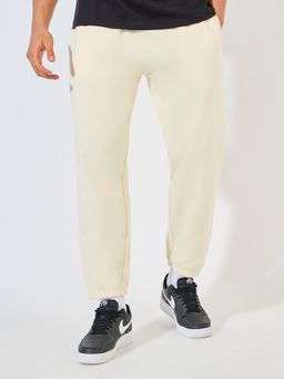 Styli - Men Cream Relaxed Terry Elasticated Hem Joggers