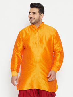 Vastramay - Men Orange Silk Blend Kurta