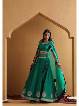 SUI KALA - Rajani Green Embroidered Lehenga and Blouse with Dupatta