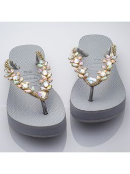 AREIA - Light Grey Flat Flipflop With Marquise