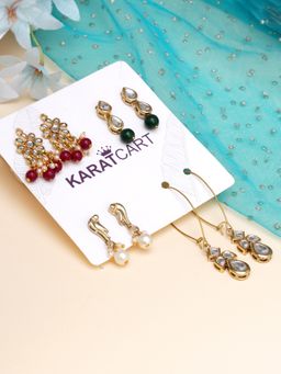 Karatcart - Set of 4 Handcrafted Kundan Earrings Combo for Women