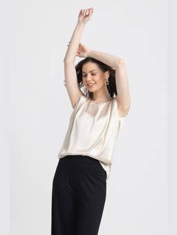 JULO - Cream Pleated Top