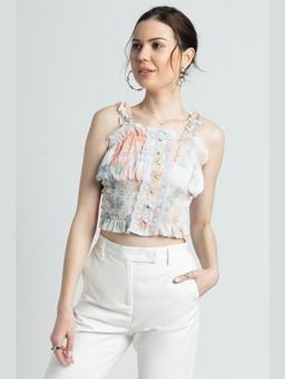 JULO - Exquisite Ivory Sleeveless Top