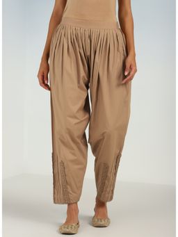 Lakshita - Beige Pleated Salwar with Lace Work On The Hem