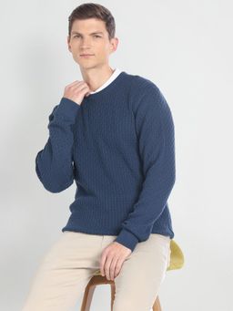 Arrow - Crew Neck Patterned Knit Sweater