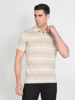 Arrow - Ribbed Collar Horizontal Stripe Polo Shirt