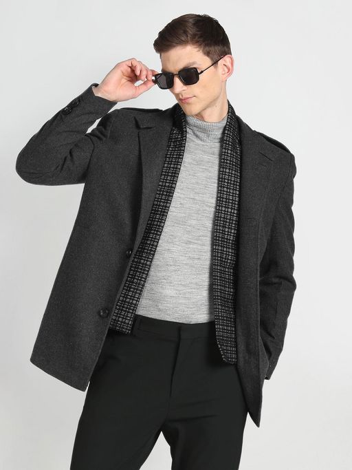 Arrow Sports Detachable Muffler Wool Trench Coat