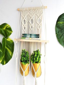 Ecofynd - Double Macrame Hanging Shelf