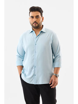 Snitch - Sky Blue Plain Full Sleeves Casual Plus Size Shirt for Men