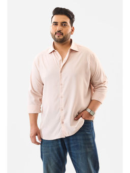 Snitch - Pastel Pink Plain Full Sleeves Casual Plus Size Shirt for Men