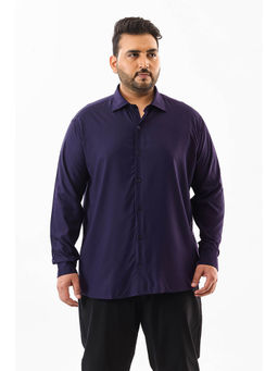Snitch - Purple Plain Full Sleeves Casual Plus Size Shirt for Men