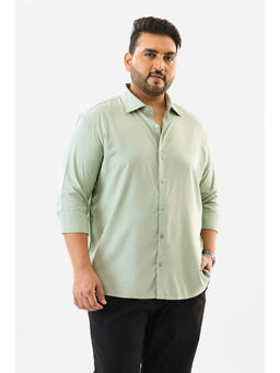Snitch - Sage Green Plain Full Sleeves Casual Plus Size Shirt for Men