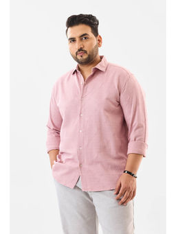 Snitch - Pink Self-Design Full Sleeves Casual Plus Size Shirt for Men
