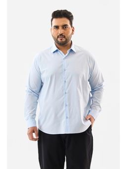 Snitch - Light Blue Plain Full Sleeves Casual Plus Size Shirt for Men