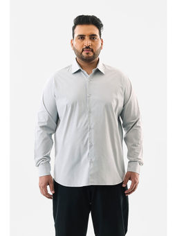 Snitch - Light Grey Plain Full Sleeves Casual Plus Size Shirt for Men