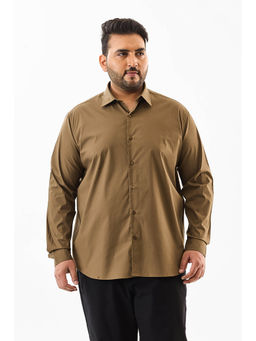 Snitch - Khaki Plain Full Sleeves Casual Plus Size Shirt for Men