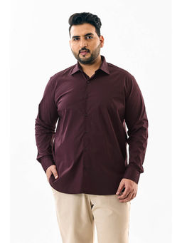 Snitch - Burgundy Plain Full Sleeves Casual Plus Size Shirt for Men