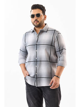 Snitch - Grey Checks Full Sleeves Casual Plus Size Shirt for Men