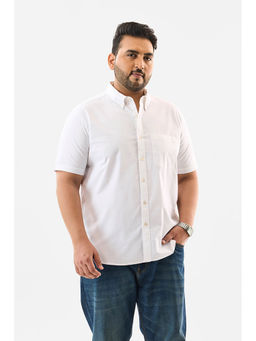 Snitch - White Plain Half Sleeves Casual Plus Size Shirt for Men