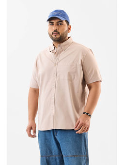 Snitch - Beige Plain Half Sleeves Casual Plus Size Shirt for Men