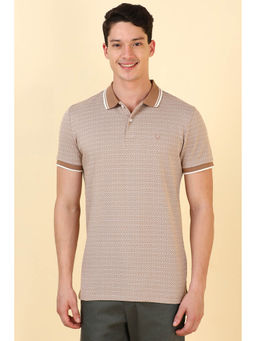 Allen Solly - Men Brown Print Collar Neck Polo T-shirt